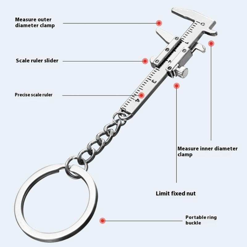 Portable 50mm Small Vernier Caliper Keychain Tool for Measurements In Jewelry Making and Engineering