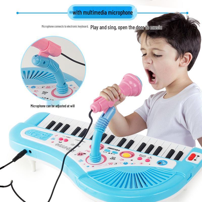 37-Key Children's Educational Electronic Keyboard with Microphone - Girls' Music Piano Toy