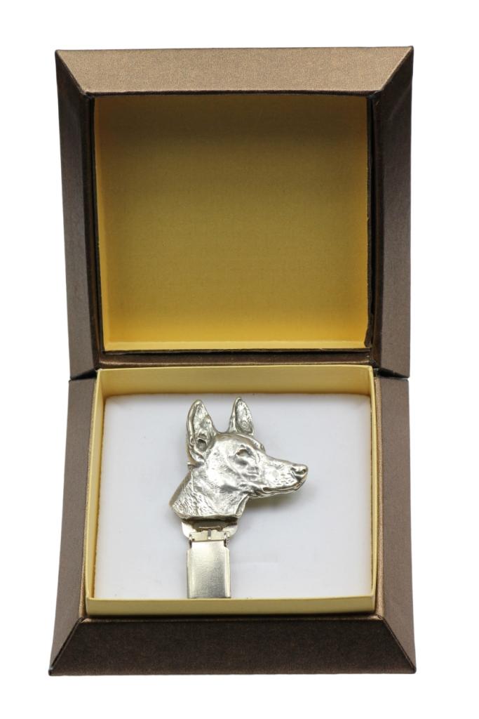 Pharaoh Hound, Kelb tal-Fenek – Brooch with a clip, holder for a start number – Design 01 | Art-Dog