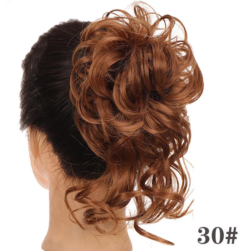 Synthetic Hair Chignons Messy Scrunchies Elastic Band Hair Bun Straight Updo Hairpiece Hair Extension for Women