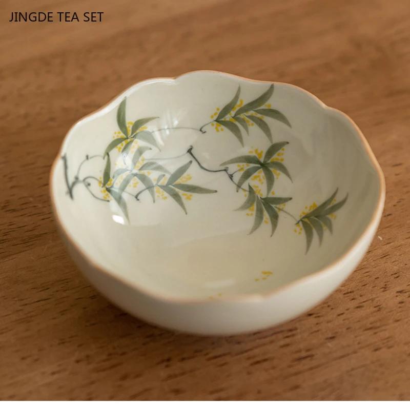 Underglaze colored ceramic hand-painted osmanthus master cup Pu erh tea cup for home use Chinese men and women pair cup souvenir