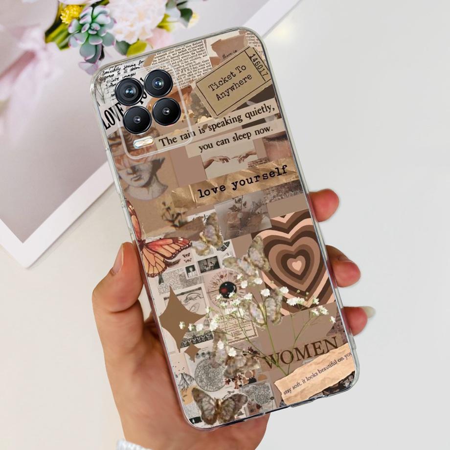 For Realme 8 Case Flower Fashion Cat Cute Cover Coques For Realme 8 Pro Phone Cases Cover Realme8 5G Realme 8i Fundas Soft Capa