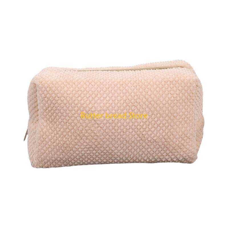W89C Large Capacity Plush Pen Case Corduroy Pen Pouches Zippered Pen Bag for Women