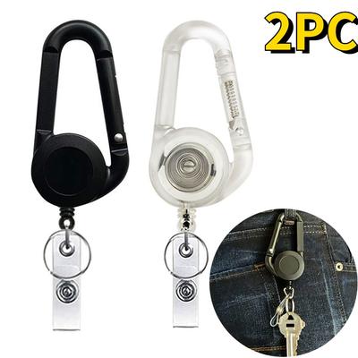 2PC ID Card Key Chain Lanyard Clip Key Ring Retractable Pull Name Tag Recoil Badge Belt Rope Holder Heavy Duty Keyring Keychain