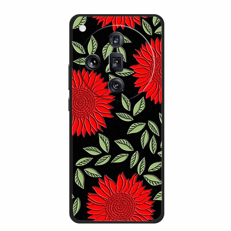 3D Emboss Case For OPPO Find X7 Ultra Phone Case Relief Black Silicone Soft Back Cover Coque For OPPO Find X7 Ultra Cases Fundas