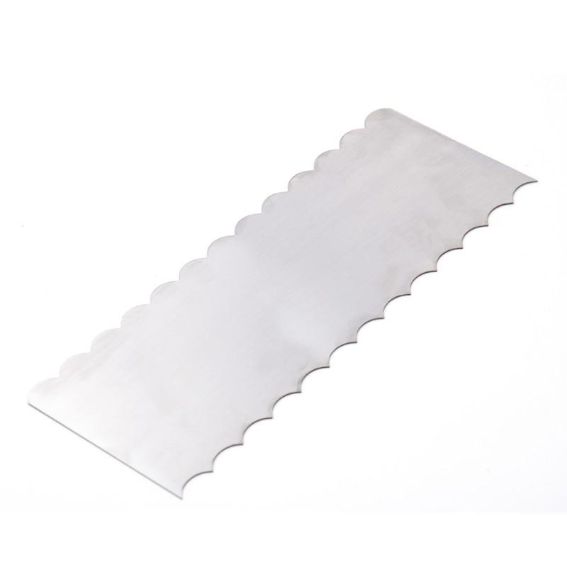 1pcs Stainless Steel Cake Scraper Double Sided Patterned Edge Pastry Comb Smoother Cake Decorating Tools for Mousse Butter Cream