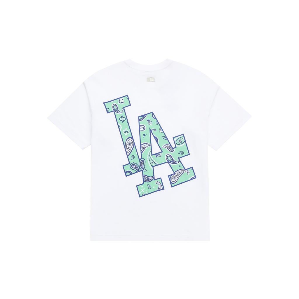 MLB Los Angeles Dodgers Cashew Flower Logo Print Vintage Short Sleeve T-Shirt Unisex Tops White 3ATSI0333-07WHS