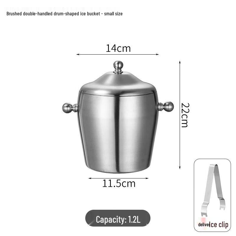 Stainless Steel Double-Layer Insulated Ice Bucket
