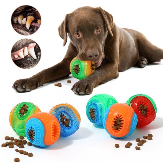 Dog Food Leakage Chew Toy Squeaky Bite Resistant Treat Dispensing Feeder Pet