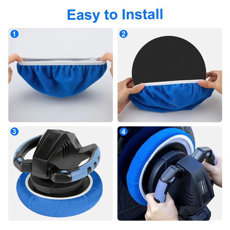 10Pcs 10Inch Car Polishing Pad Auto Soft Microfiber Bonnet Polisher Soft Wool Wax Wash Buffer Cover Cleaning Tools Accessories