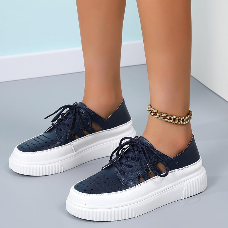 Women’s Wedge Sneakers White Leather Sandals Comfort Casual Blue Summer Maternity Shoes Plus Size