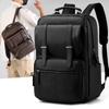 High Quality PU Leather Men's Backpack Solid Color Waterproof Computer Laptop Bag Durable Casual Travel Bag