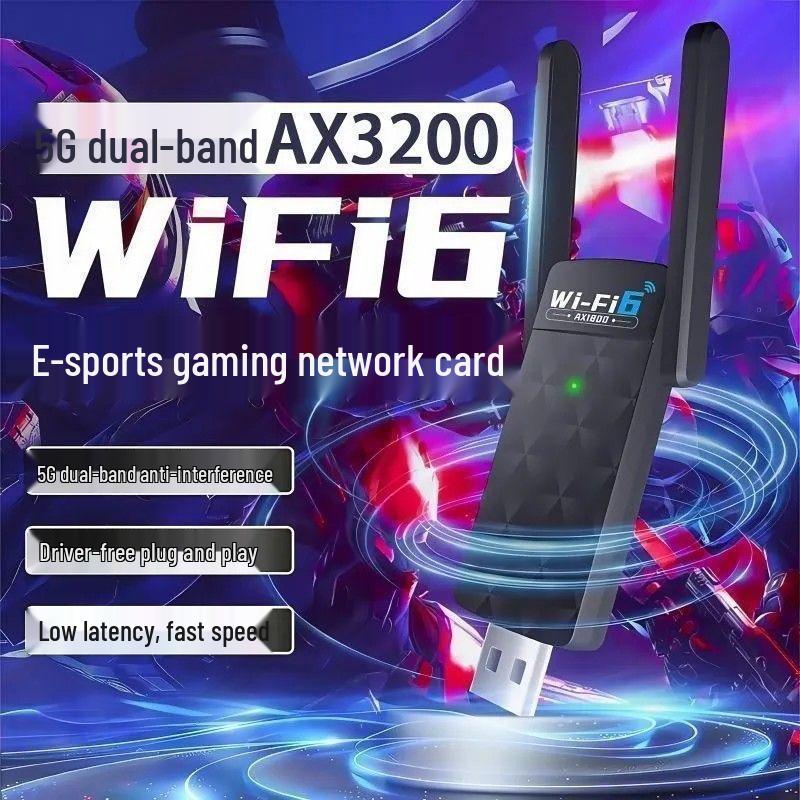 WiFi 6 Dual-Band 1800M USB Wireless Network Card & Signal Booster for PCs 5G