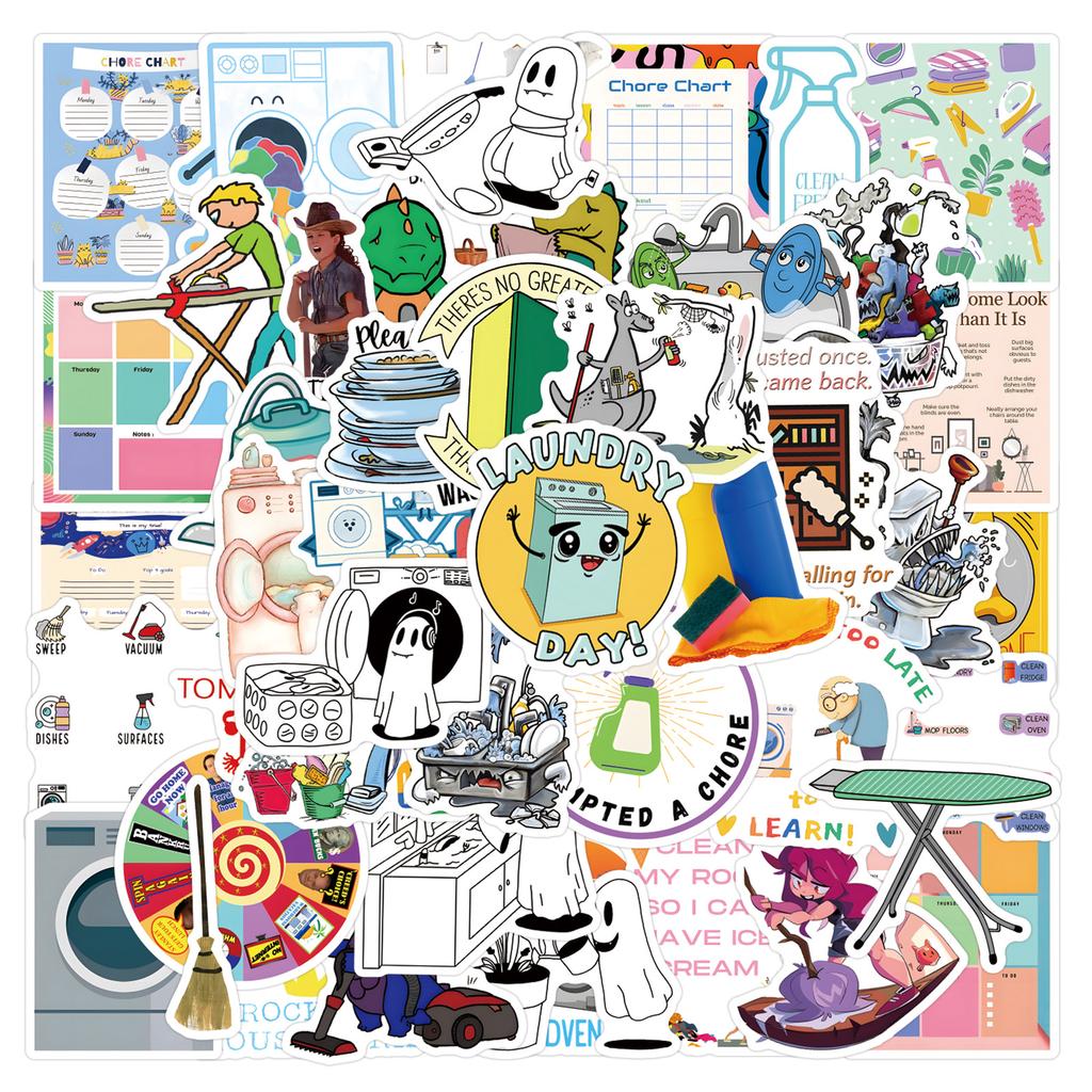 55 New Chore Graffiti Stickers Decorate Notebook Suitcase Mobile Phone DIY Stickers