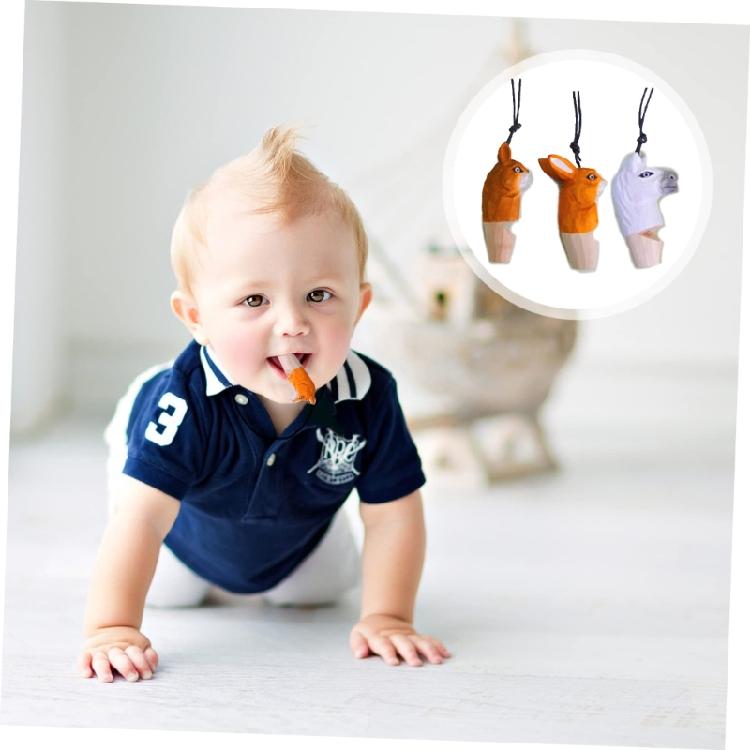 Outdoor Family Entertainment Wood Carved Whistle Necklace for Children Choker