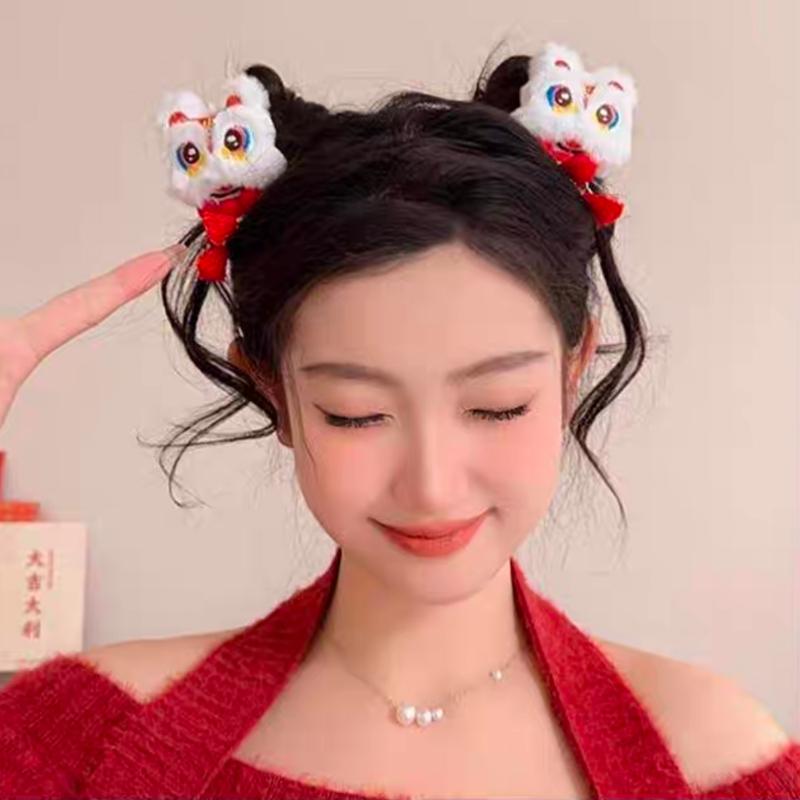 Girl's Hair Accessories Chinese Style Hair Cards Children's New Year Fans Ancient Style Hair Clips Hanfu Headwear New Year Gifts