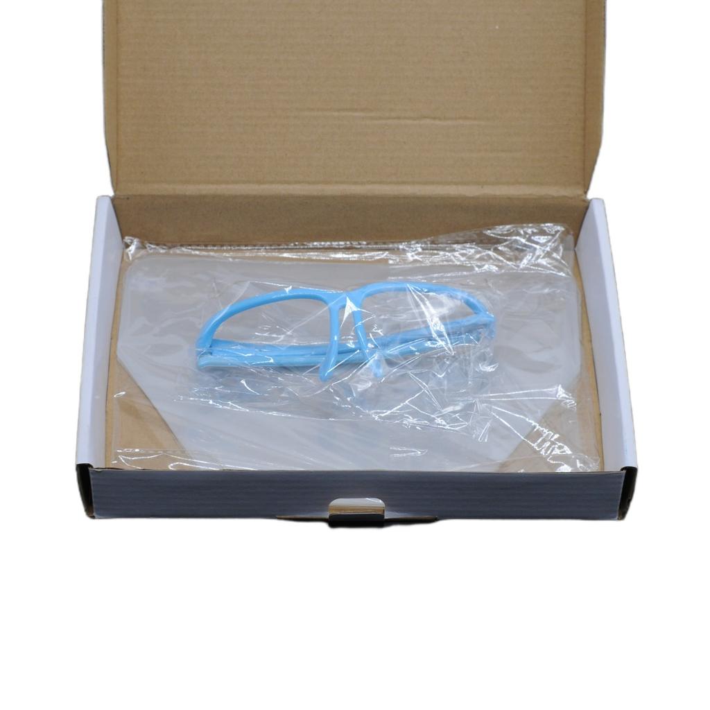 1Set Dental Face Shield Anti-Fog Visor Splashproof Full Coverage Lightweight Ppe With 10Pcs Films White/Blue