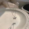 Fashionable Women's Necklace with Butterfly Pendant Stylish Double Layer Clavicle Chain Accessory for Fashionistas