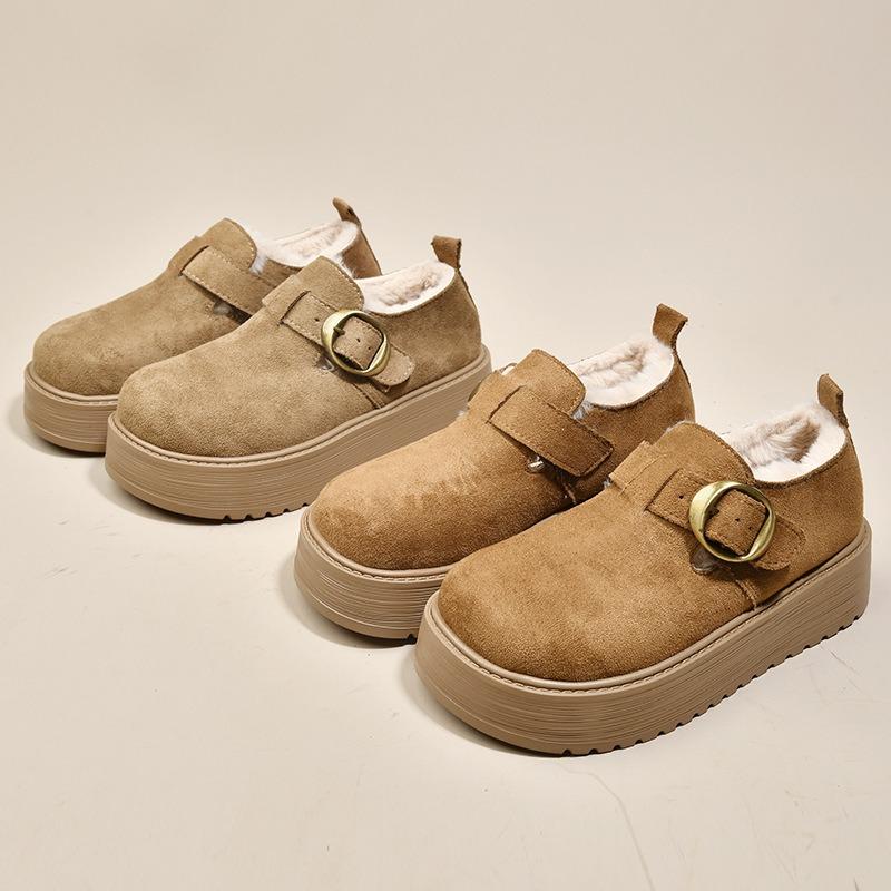 Thick-soled Velvet Women's Winter Warm Snow Boots, New One-pedal Bread Cotton Shoes, Lazy Doudou Shoes