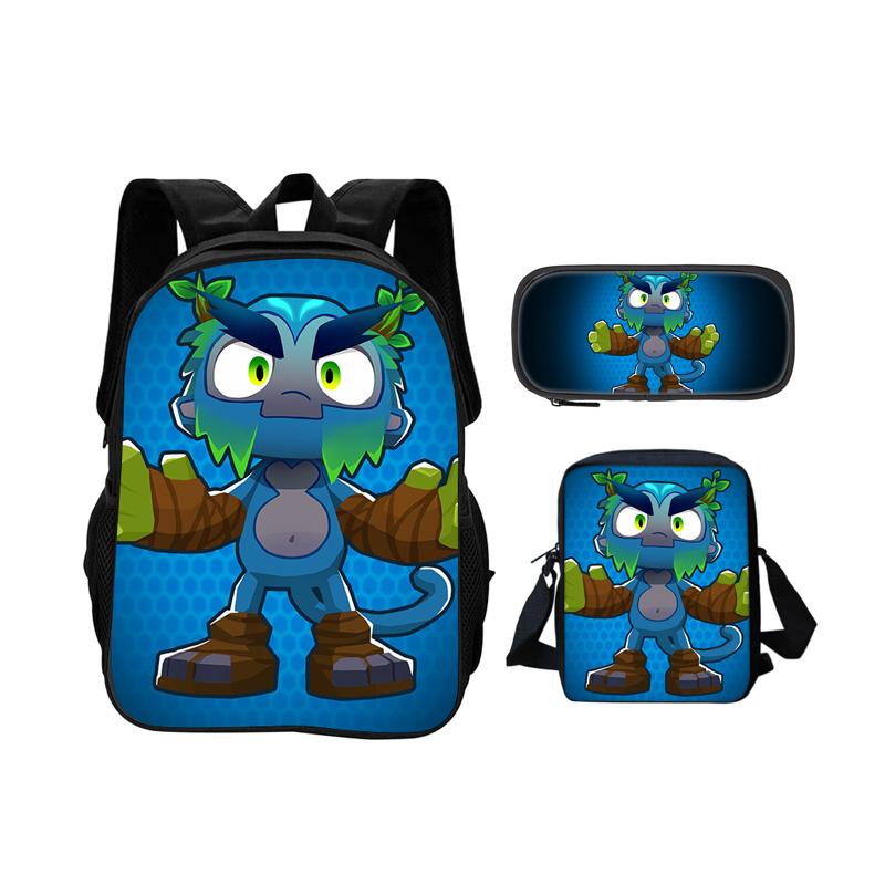 Bloons TD 6 sac à dos trousse d'école sac à bandoulière Ensemble 3 pièces impression de jeu maternelle école primaire garçon/fille grande capacité nouvelle tendance