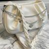 New Arrivals Open Run Mini Shoulder Bag Faux Leather Cable Silver Charm Chainstr