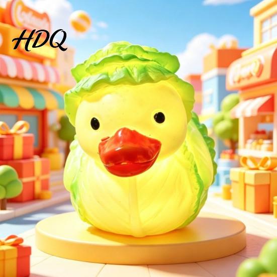 Detailed Design Ornament Glowing Resin Duck Figurine with LED Light Decorative Night