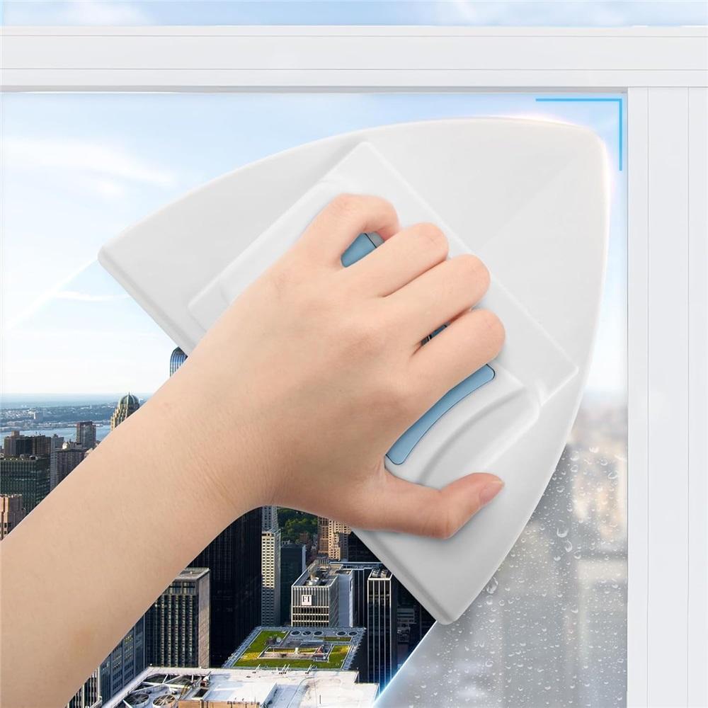 Pulitore per finestre magnetico a doppia faccia, dispositivo di pulizia per vetri a doppio strato super resistente, con manico facile da impugnare, pulitore smagnetizzante regolabile
