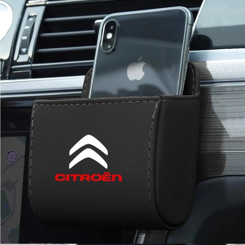 Car Outlet Vent Seat Back Tidy Storage Box PU Leather Coin Bag for Citroen C1 C2 C3 C4 C5 C6 C8 C4L DS3 DS4 DS5 Accessories