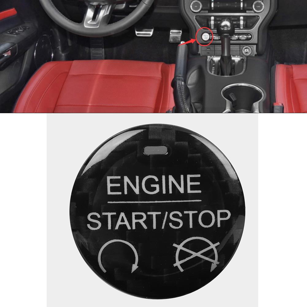 Left Hand Drive Carbon Fiber Start Stop Button Trim Decoration Fit for Ford Mustang 2015 2019