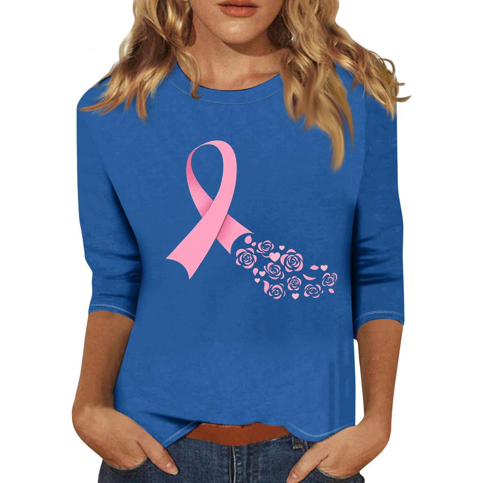 

Женская модная и повседневная футболка с круглым вырезом и рукавом семь четвертей S синий