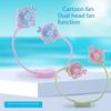 Summer Tourism Heatstroke Cartoon Hanging Neck Small Fan Lazy People Carry with Them Outdoor Sports Color Contrast Fan