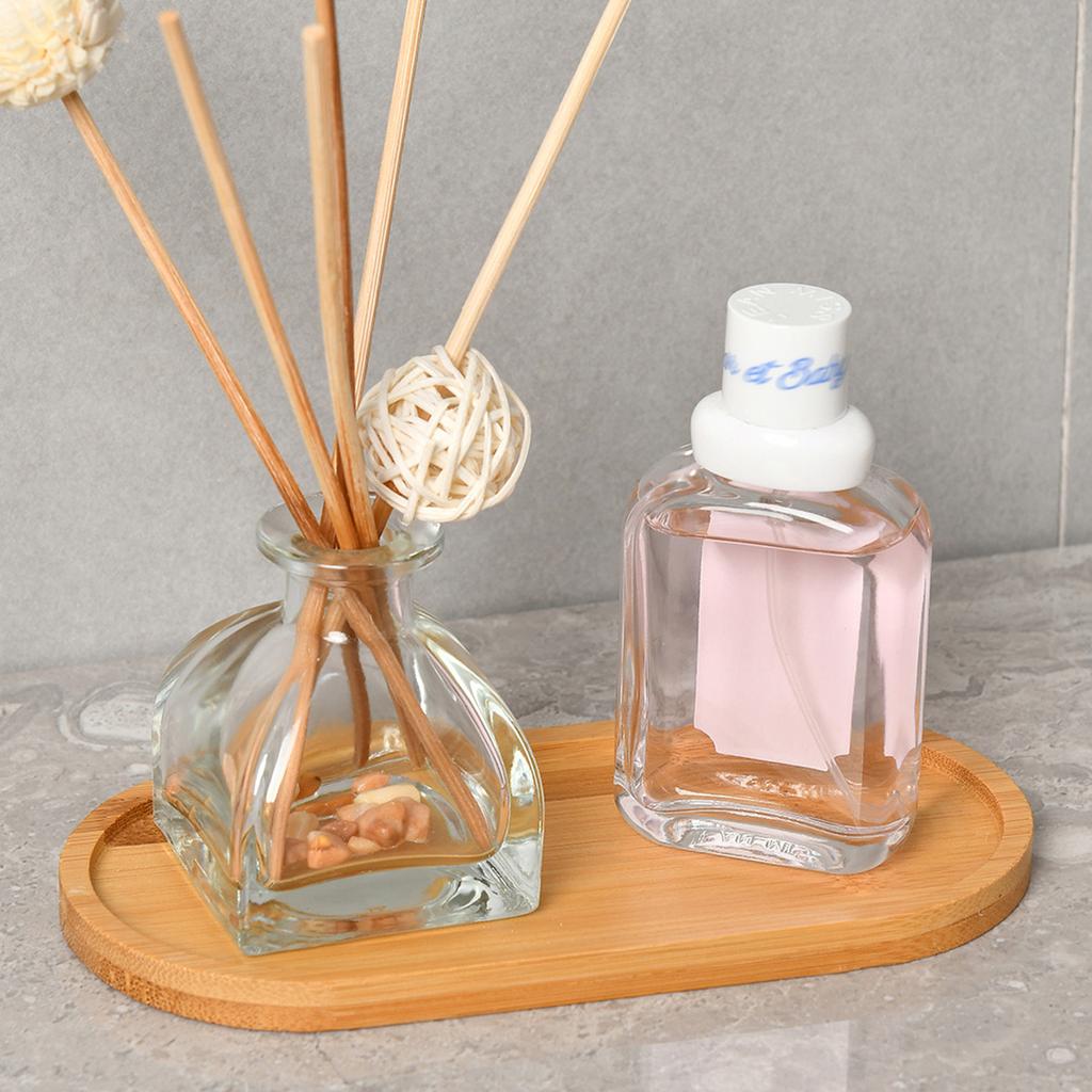 Bamboo Tea Serving Tray Multi Use Bathroom Counter Tray with Edges Bamboo Vanity for Dresser Food Coffee Snack Tissues Candles