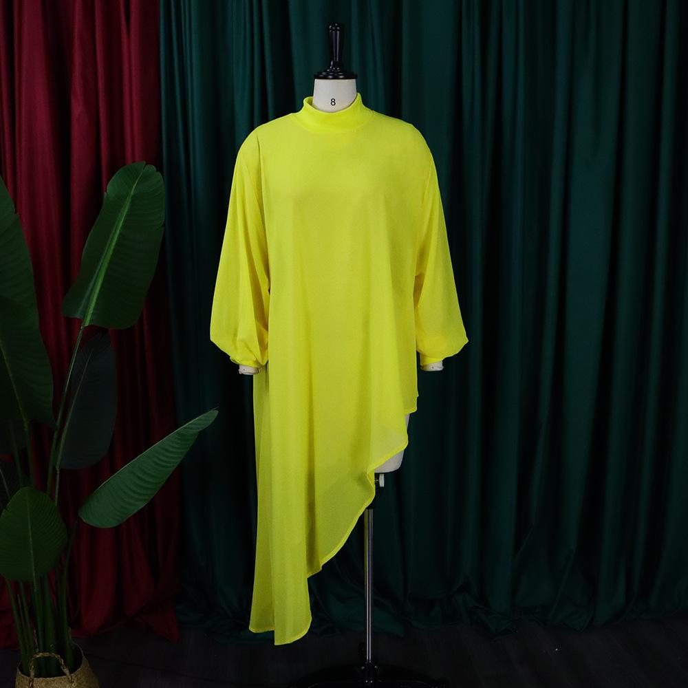 JKASHDK Damenmode Sommer Frühling Einfarbiger Druck Plus Size Lose Langarm Halber Rollkragenpullover Mittlere Taille Freizeitkleider