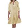 Y2K Women Striped Long Sleeve Mini Dresses Commuter Lapel Single-Breasted Shirt Dress Fashion Hem A-Line Party Dress