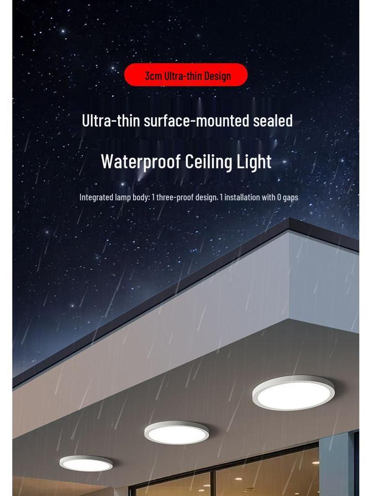 Waterproof LED Ceiling Light for Kitchen, Bathroom, and Outdoor Areas