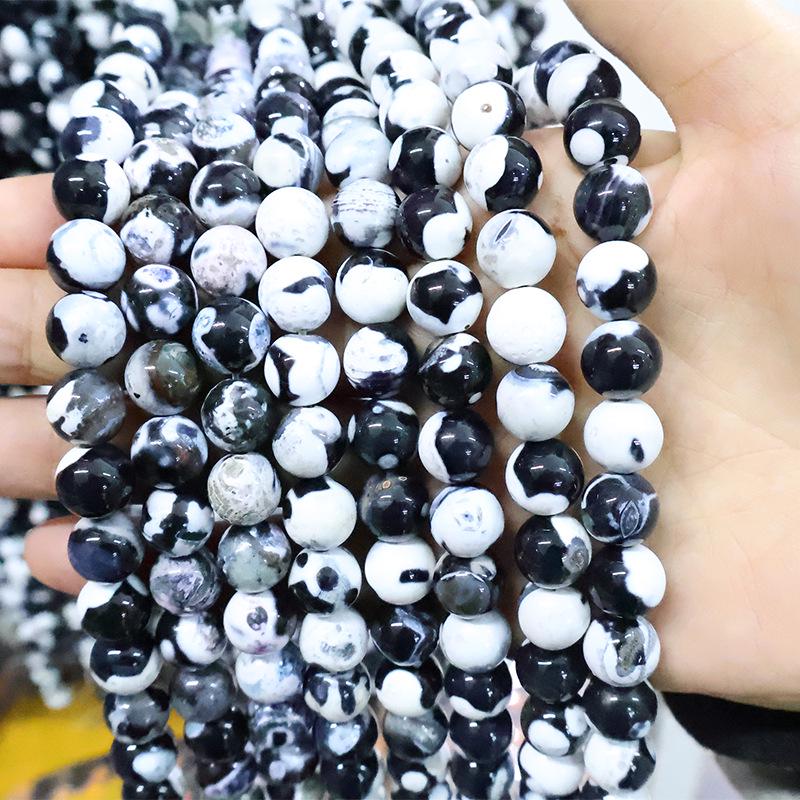 Natural Fire Agate Round Beads for Jewelry Making – Necklace & Bracelet DIY Accessories, Semi-Finished.