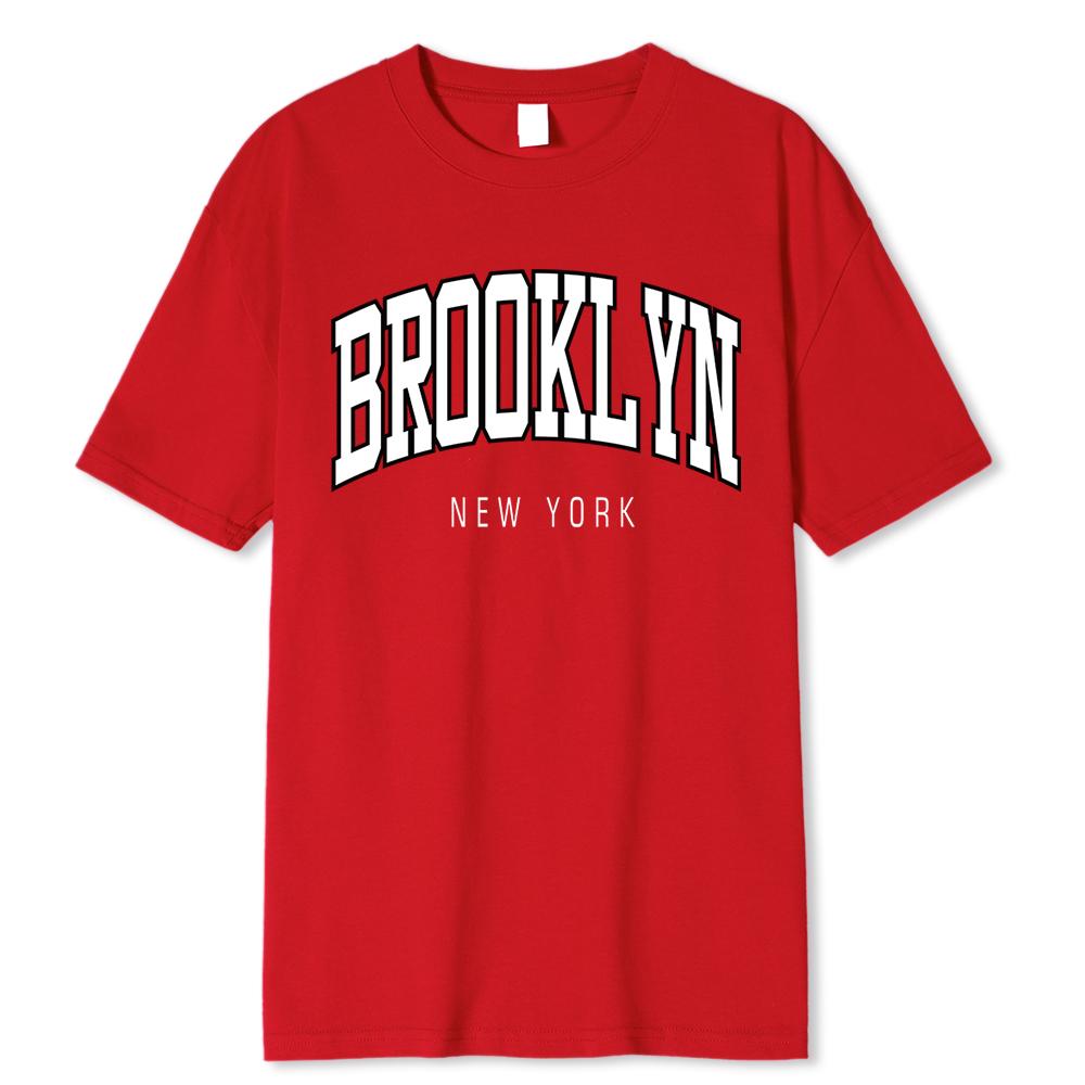 Brooklyn New York Druck Damen T-Shirts Sommer 100% Baumwolle Sweat T-Shirts Atmungsaktive lockere Kleidung Hip Hop Crewneck Herrenmode