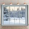 2D Winter Window Scenery Backdrop Snow Forest Studio Photography Background