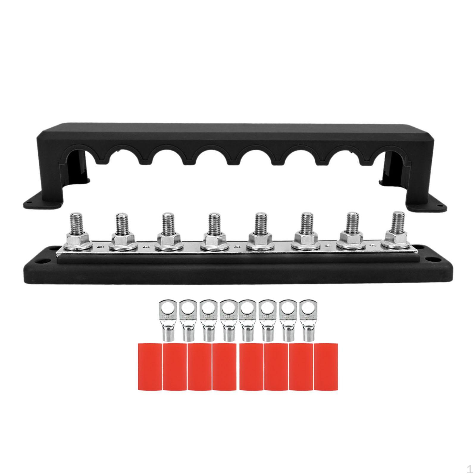 

12-48В Батарейна шина Клемна колодка Легка установка 5,2x29см для Автомобіля Човна чорний