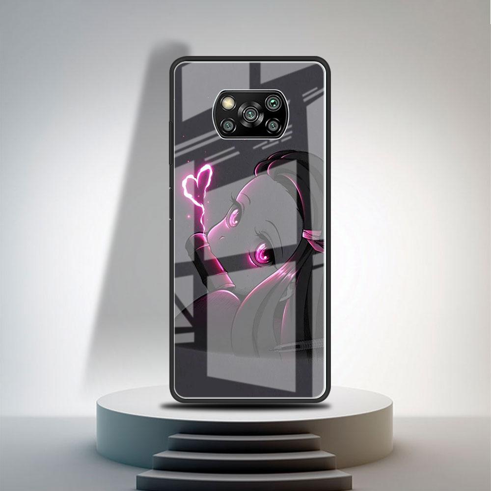 Glass Case For Xiaomi Poco X3 NFC 11 Lite 11T F3 M3 For Redmi Note 11 10 9 8 Pro 10S 9S 9A 9C Phone Cover Anime Demon Slayer