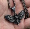 Punk Stainless Steel Skull Chain Pendant Necklace Vintage Hip Hop Statement Necklaces for Men Male Boho Jewelry with wooden box