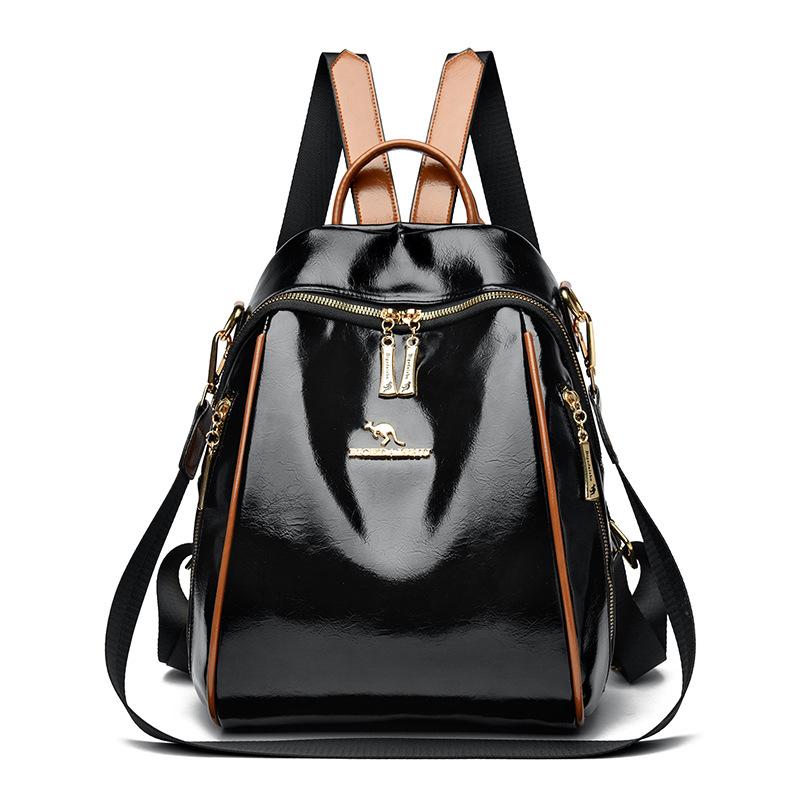 

Мягкий кожаный рюкзак женский многофункциональный большой вместимости дорожный рюкзак школьный рюкзак для школьников чёрный/жёлтый