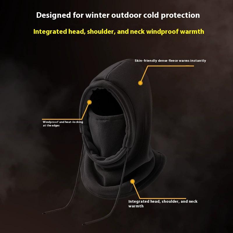 Unisex Winter Balaclava Knit Hood - Windproof Mask with Drawstring, Motorcycle Riding Headgea Warm Knitted Cap Cold Weather