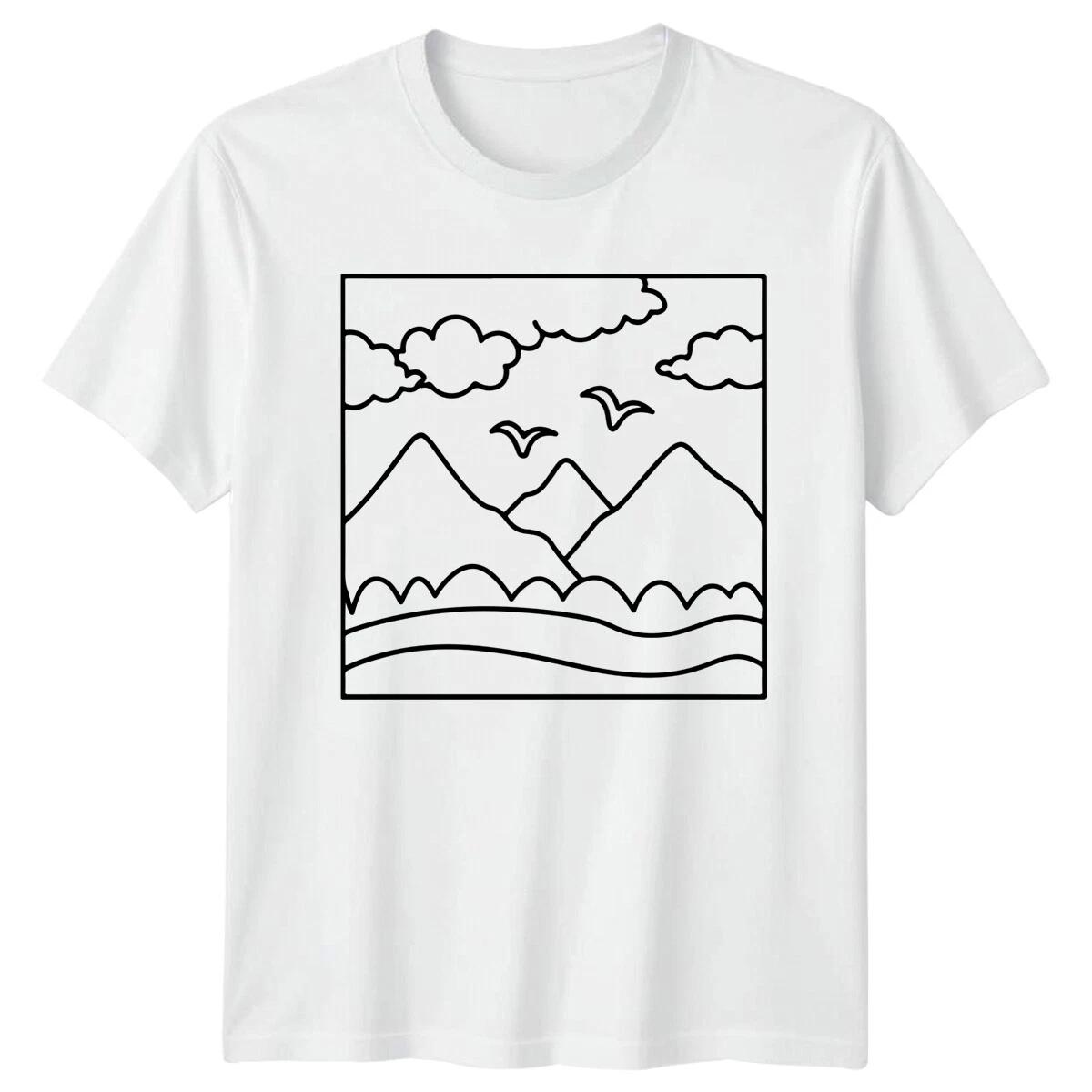 Mountain Range Landscape Mens T-Shirt Womens Tee Nature Graphic Top XS