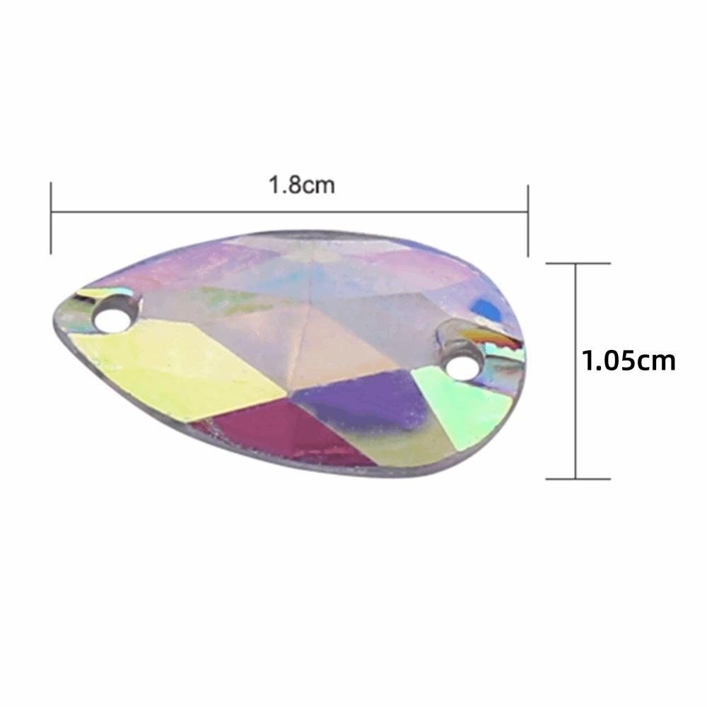 200pcs AB Faceted Drop Shape Rhinestone Multi Color Electroplated Sewing Rhinestone Resin Double Holes Rhinestone DIY Crafts