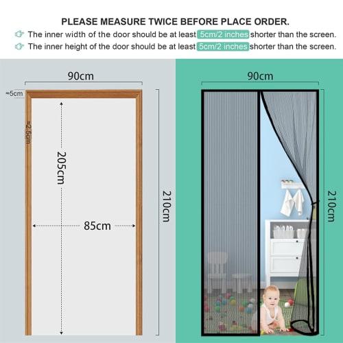 Mesh Screen Door Frame, 80x195cm, Simple Screen Door Curtain, Insect Repellent, Mosquito Repellent, Full Frame, Easy Installation, Keeps Mosquitoes Ou