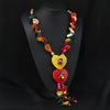Bohemian Colored Coconut Shell Necklace Holiday Style Long Wooden Handmade Sweater Chain Women's Accessories