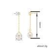 Zircon and Pearl Chain Pendant Earrings