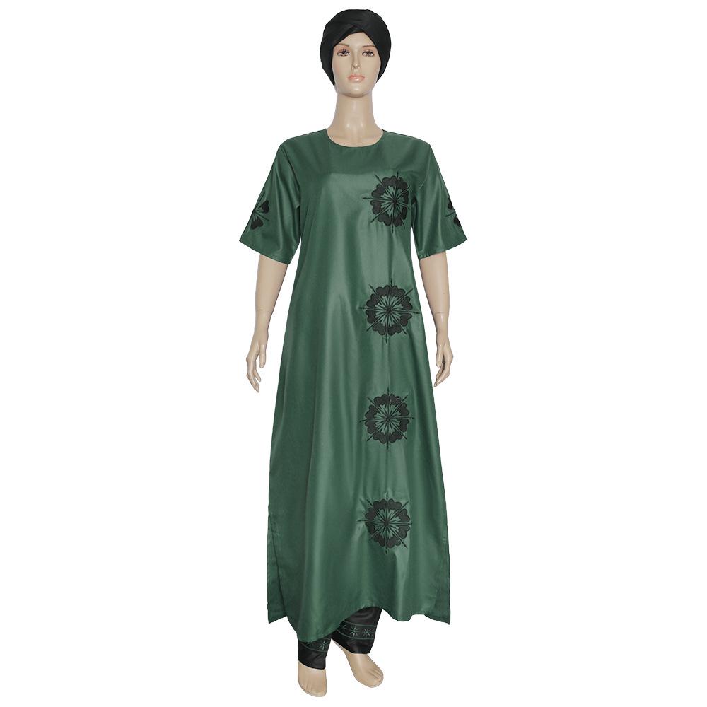 Dvoudílné šaty s krátkým rukávem z matné látky se šátkem na hlavu, nadměrná velikost, dlouhé šaty pro muslimské ženy