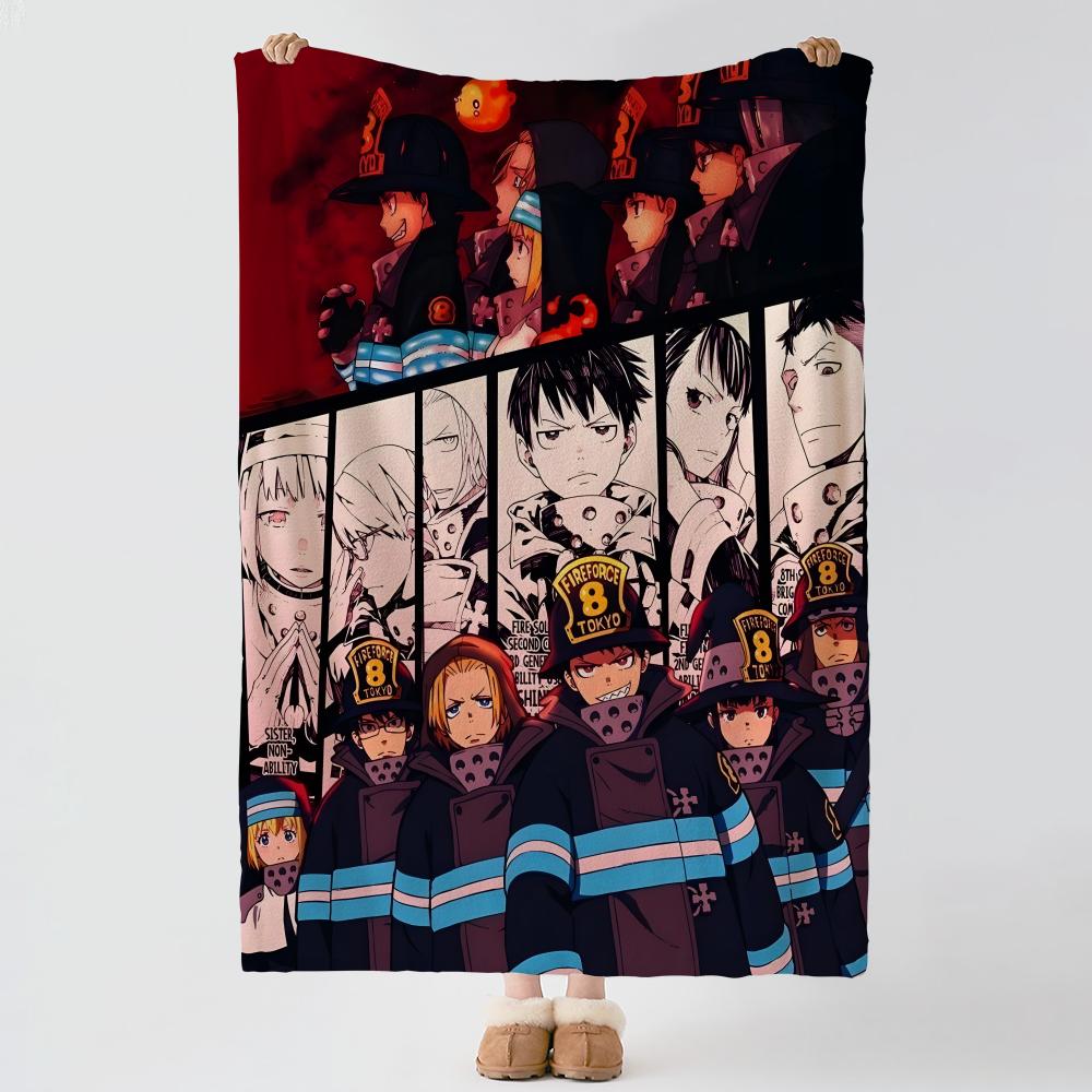 anime F-Fire Force-e Throw Thick Comfort Flannel Quilt, Multi-scene Use Indoor Outdoor Daily Nap